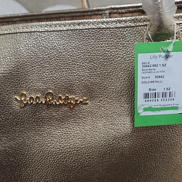 NWT Lilly Pulitzer Metallic Leather La La Tote Bag - Picture 3 of 8